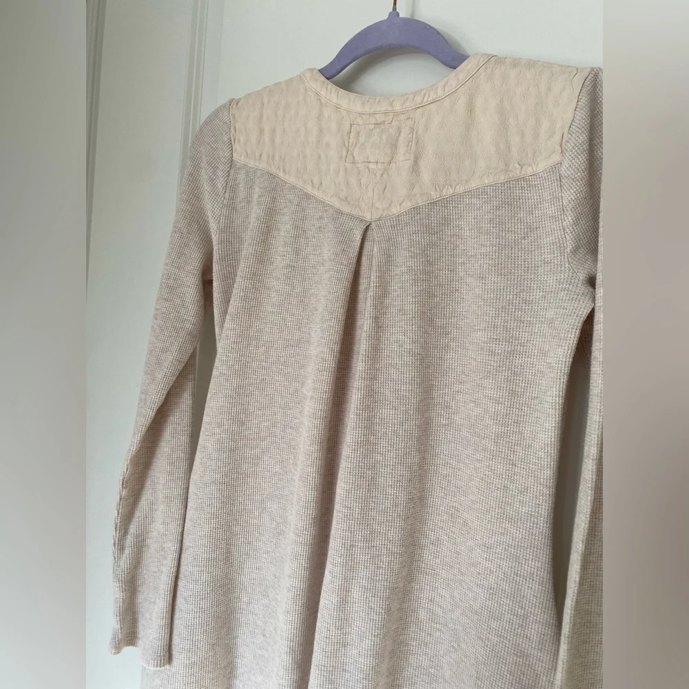 Saturday Sunday Anthropologie cream mini thermal henley dress - Picture 9 of 10